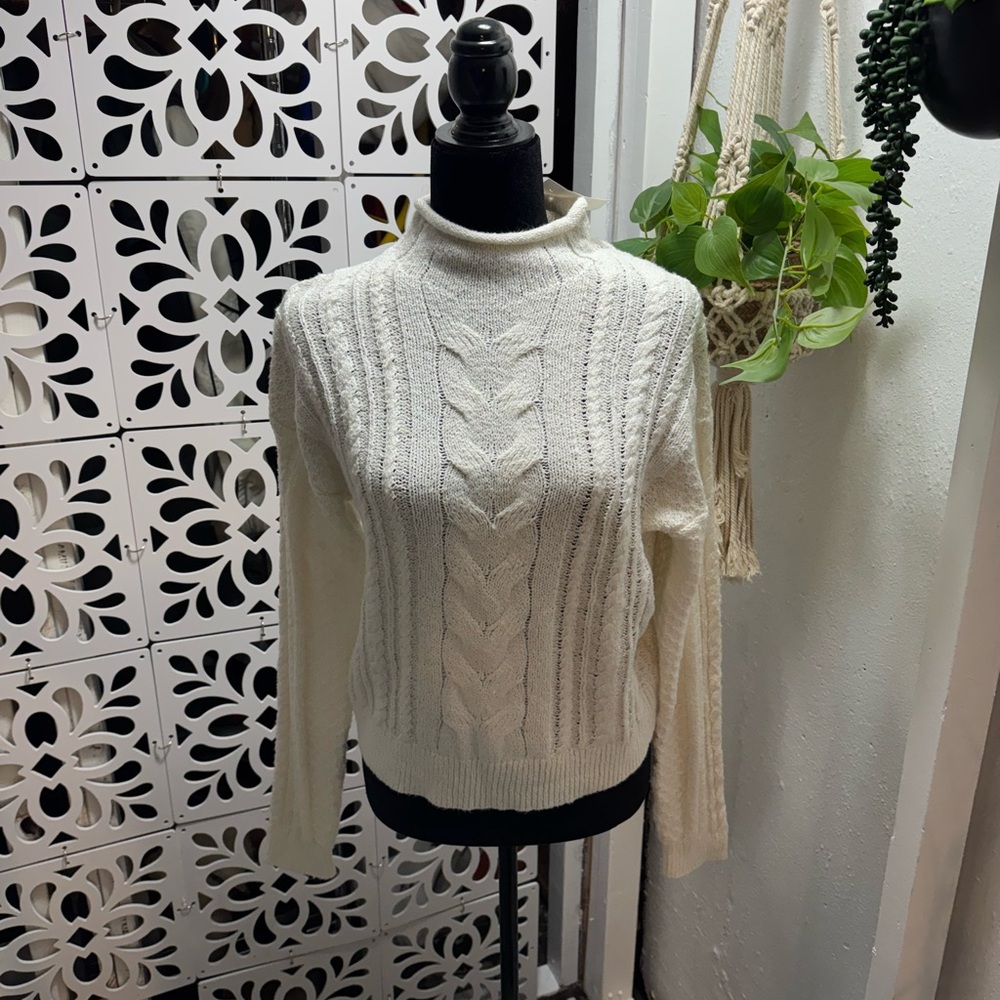 Elegant Cream Cable Knit Sweater